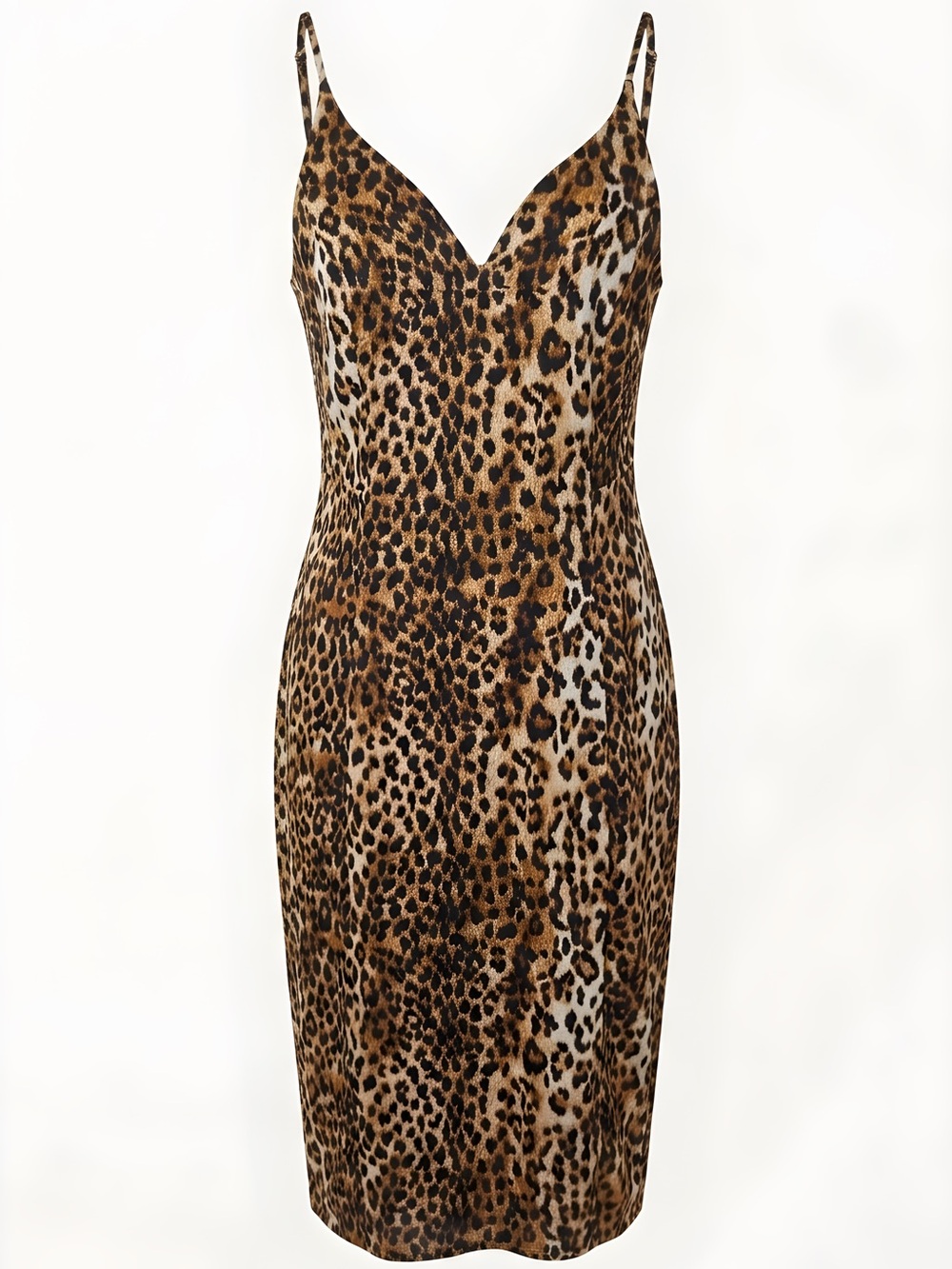 Express Leopard Print Midi Slip Dress - Brown, Tan